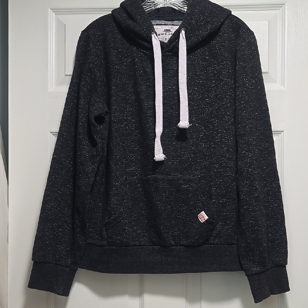 Black Hoodie with White Drawstrings